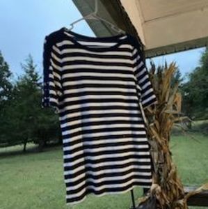 Navy and white blouse